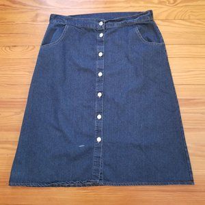 Jennifer Lauren 1X Blue Jean Denim Skirt Button Down Pockets